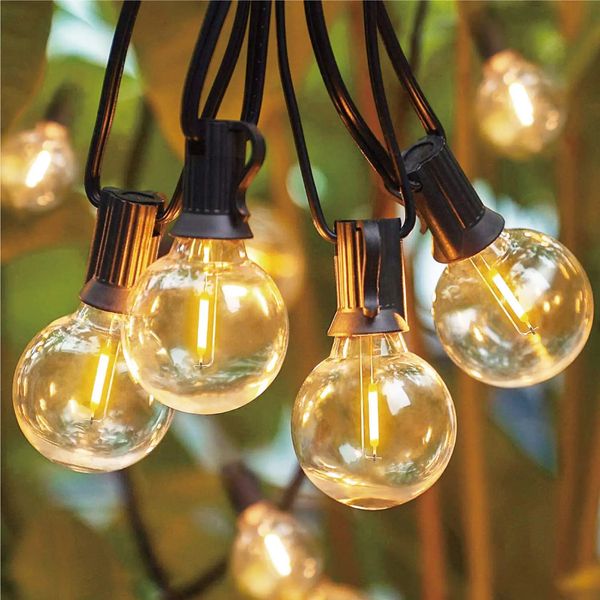 Decorações de Natal Plásticos Conectáveis LED String Light Inquebrável E12 G40 ST38 IP44 À Prova D 'Água Garland Garden Fada Luzes Decoração de Casamento 231214