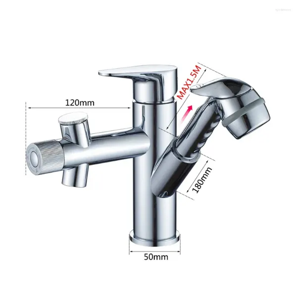 Rubinetti per lavandino del bagno Vidric Spruzzatore estraibile Rubinetto per lavabo Cucina cromata con spray Gargarismi Lavaggio dei capelli Beccuccio Miscelatore F