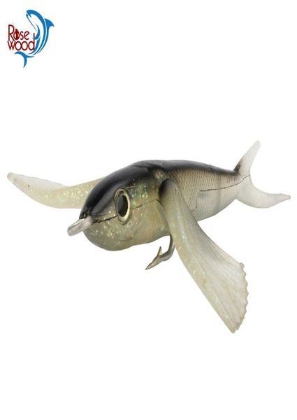 Orijinal gül ağacı uçan balık 9 inç blueblack 140g yumuşak yem derin deniz balıkçılık cazibesi 35 inç kanca trolling ton balığı fishi8260585