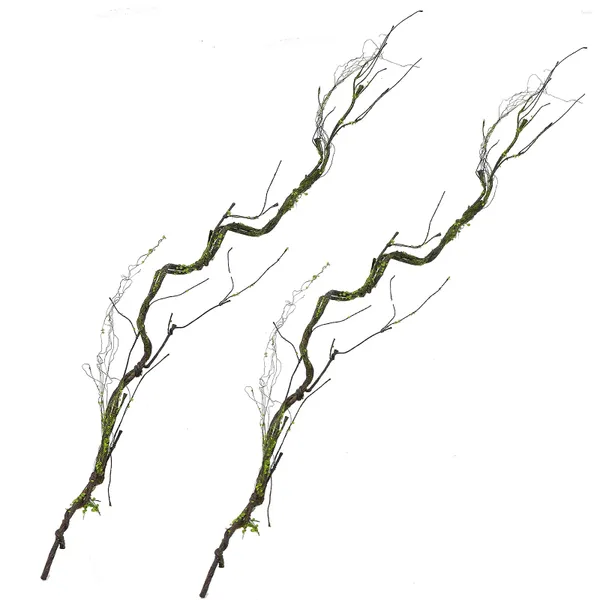 Fiori decorativi 2 pezzi alberi artificiali rami finti ramoscelli in legno di legno naturale piante tronchi con muschio per il muro appeso