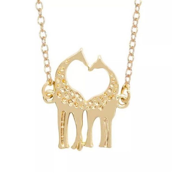 10 pezzi collana di giraffe amorevoli cuore carino semplice adorabile doppia collana di cervi gioielli animali per coppie276d