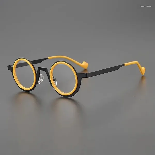 Güneş gözlüğü çerçeveleri retro küçük yuvarlak çerçeve kişilik yüz gözlükleri erkek ve kadın edebi niş tasarımcı optik reçete