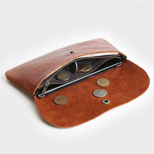 Brieftaschen Echtes Leder Männer Frauen Vintage Rindsleder Lange Schlanke männer Geldbörse mit Pass-Kartenhalter Reißverschluss Münzfach Telefontasche