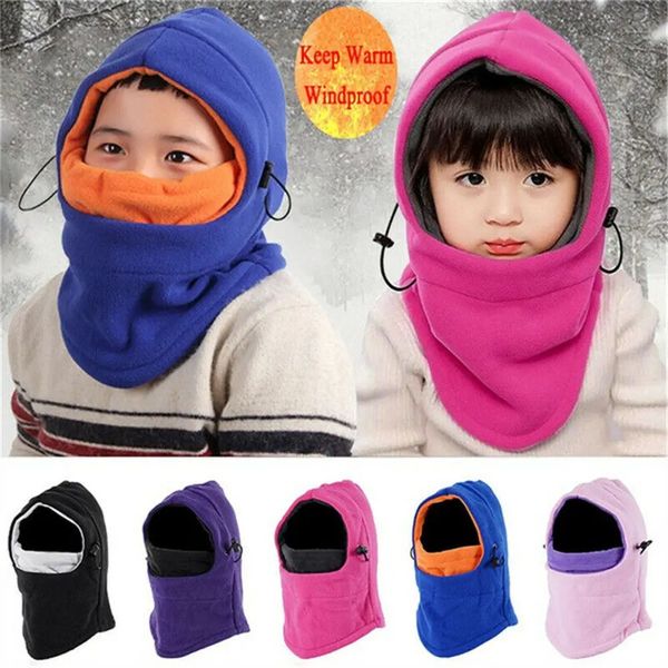 Berretti Cappelli 1pc Collo termico Caldo pieno facciale Maschera da sci Cappuccio Cap Bambini Inverno Pile Passamontagna Cappello Ragazzi Ragazze Bambini 231214