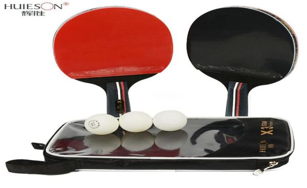 Huieson 2 pezzi racchetta da ping pong racchetta double face brufoli in manico lungo corto racchetta da ping pong paddle set con borsa 3 palline C1841593975