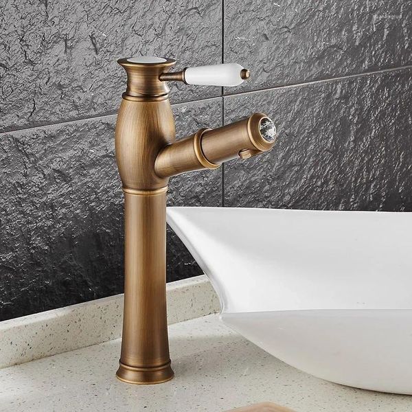 Banyo lavabo muslukları vidric antika pirinç havza musluk şampuanı ve soğuk mikser musluklar elmas mutfak ile seramik sap