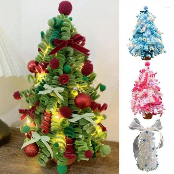 Weihnachtsdekorationen handgemachte DIY Twist Stick Mini Baum Material Pack Desktop-Dekoration mit LED-Leuchten bunt