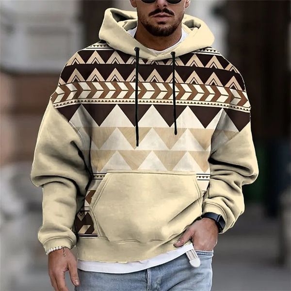 Mens Hoodies Moletons Vintage Sweater 3D Étnico Totem Impresso Manga Longa Tops Moda Solta Casual Moletom Top Oversized para Homens 231214