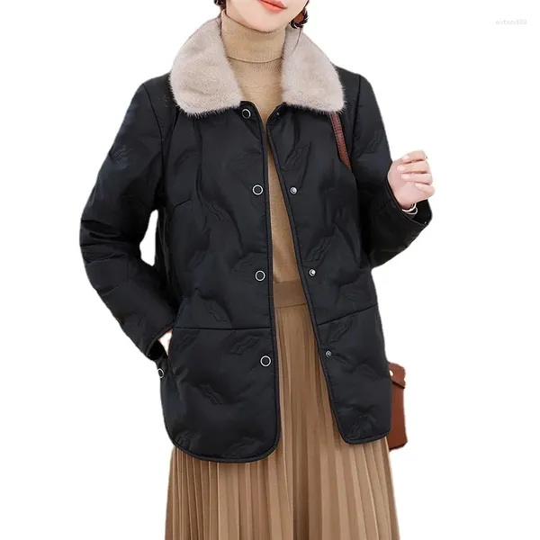 Frauen Leder 2023 Echte Daunen Jacke Kurzen Kragen Natürliche Schafe Jacken Für Frauen Kleidung Mode Tops