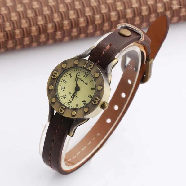 Armbanduhren WOMAGE Damenuhren Mode Vintage Uhr Lederarmband Quarz Armbanduhr Weiblich Dames Horloges Montre Femme Hodinky