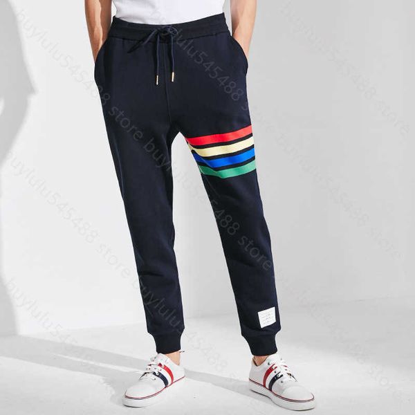 Calças masculinas e femininas calça marca de moda thombrownsweatpant quatro bares primavera outono novos casais na moda casual esportes algodão grosso m2o1