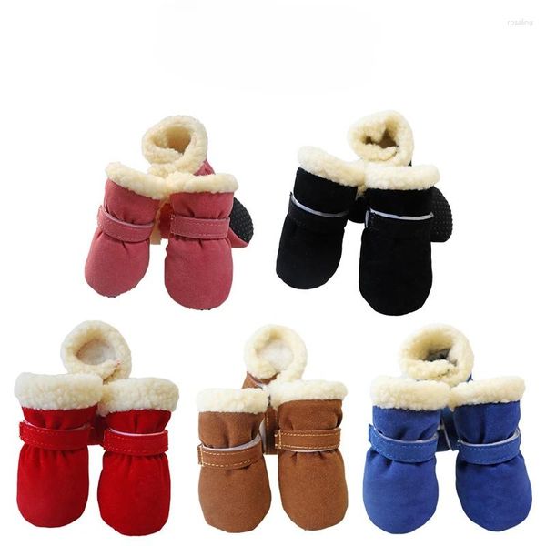 Abbigliamento per cani 4 pezzi / set Scarpe da compagnia calde impermeabili Chihuahua Stivali da pioggia antiscivolo Calzature per cani di piccola taglia Gatti Stivaletti per cuccioli