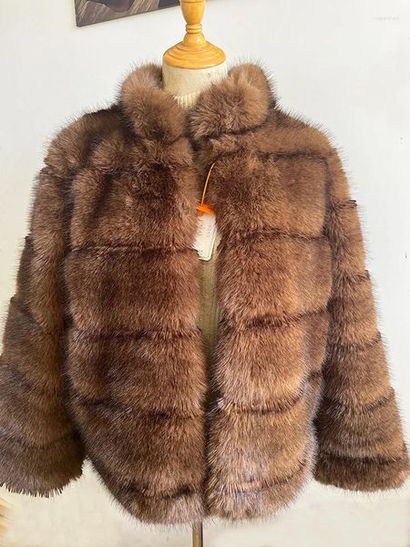 Cappotto da donna in pelliccia di visone finto per donna Cappotto invernale in peluche con abiti spessi vintage larghi