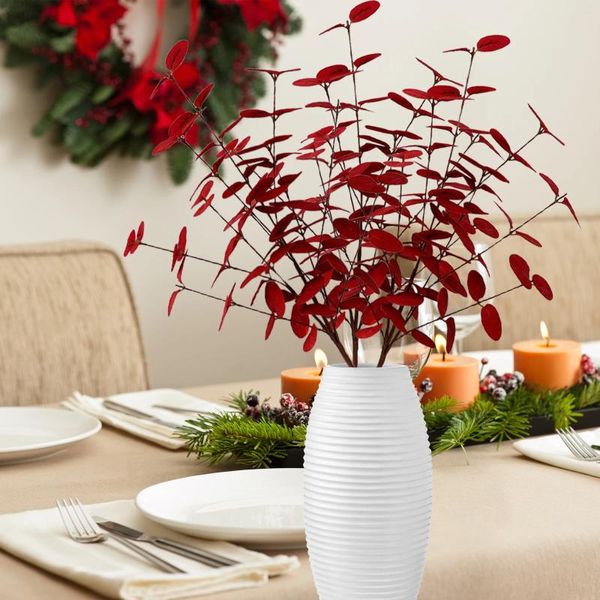 Flores decorativas artificiais eucalipto ramo falso planta diy ornamento simulação flor pp prop festa de casamento casa decoração de jardim 60cm