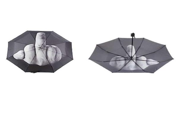 Mulheres guarda-chuva chuva dedo médio guarda-chuva masculino à prova de vento dobrável guarda-sol personalidade preto dedo médio guarda-chuvas 0 h10158273878