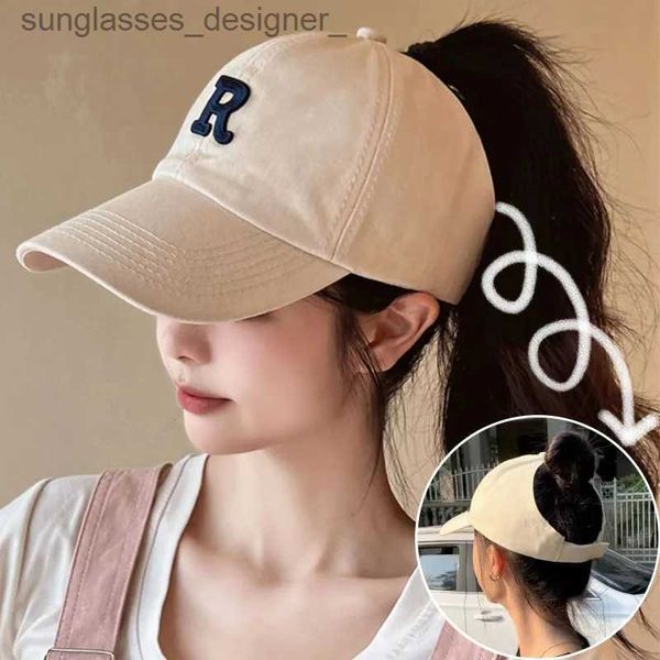 Visors New Hollow Out Ponytail Beyzbol C Yaz Kadınlar Ayarlanabilir Siyah Şapka Boş Top Dağınık Şapkalar Sıradan Pamuk Kız Snback CSL231214