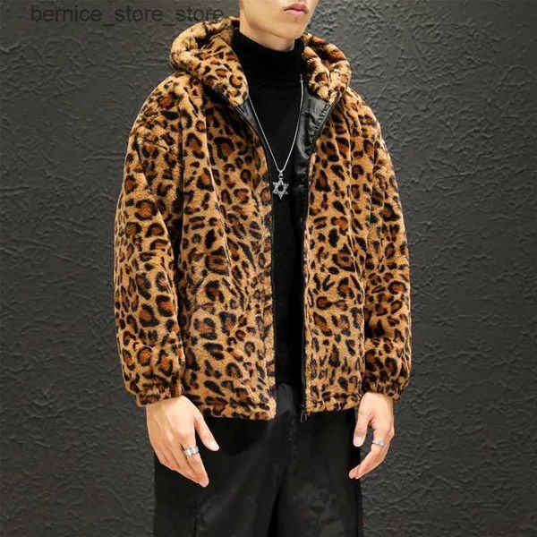 Pelliccia da uomo Pelliccia sintetica Moda New Warm Love Giacca invernale da uomo Cappotto Donna Con cappuccio Pelliccia sintetica Leopard Casual Slim Parka Cappotto invernale da uomo S-3XL Q231212