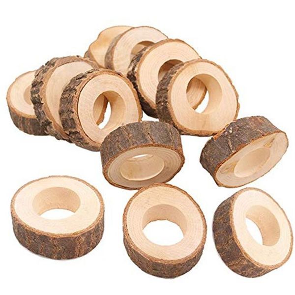 Anéis de guardanapo de madeira rústico feito à mão conjunto de 30 suportes de anel de guardanapo vintage para decoração de mesa de jantar de ação de graças parties205o