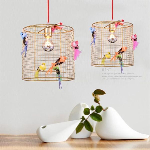 Anhängerlampen kreativer farbenfroher Vogelkäfig leichte Morden Schlafzimmer Balkon Wohnzimmer Eisen Lampe Home Decor LED KITCHE HAGET276O