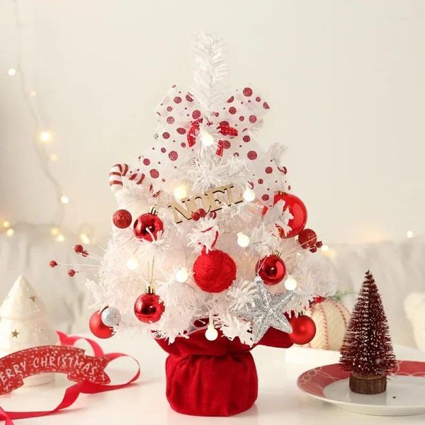 Decorações de natal mini árvore com caixa de música diy desktop dourado vermelho 2023 natal ano festa em casa windows ornamentos presentes