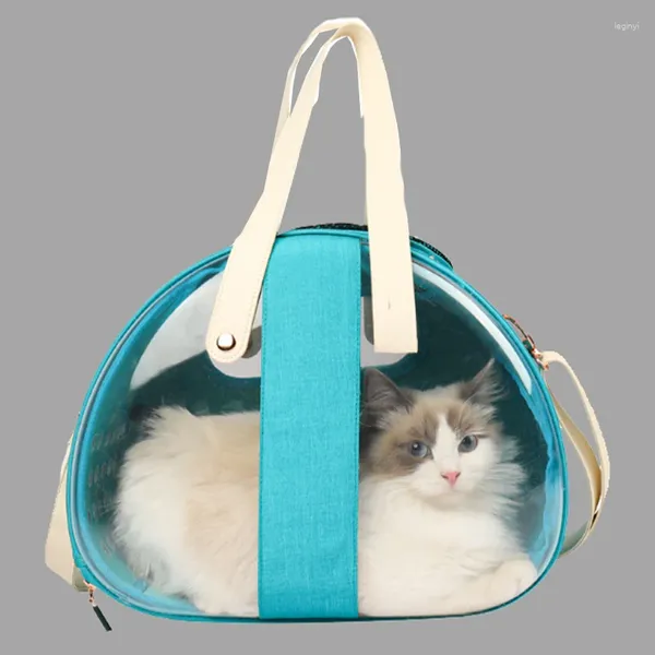 Trasportini per gatti Simpatica borsa per animali in plastica trasparente in PVC Borsa pieghevole per cani