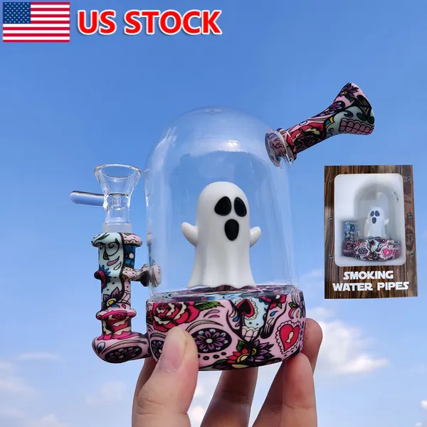 5 polegadas de silicone fantasma shisha fumando cachimbo de água +tigela de vidro +caixa de presente