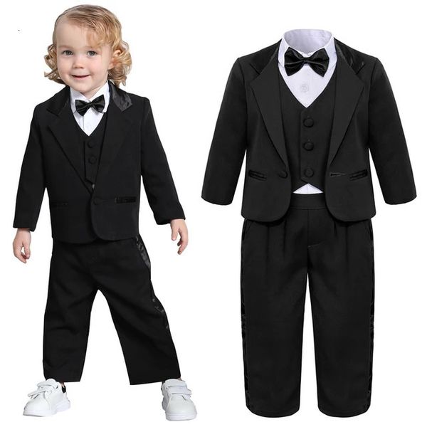 Tute Neonati maschi Battesimo Battesimo Completo completo Matrimonio neonato Compleanno Vestito Bambino Festa Cerimonia Benedizione Pografia Smoking 4 pezzi 231213