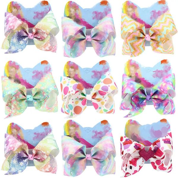 8 pollici 18 Styles Hair Bows's Valentine's Day Baby Love Heart Barrettes For Girls Orso Arcobaleno Clip per capelli Accessori per bambini BJ