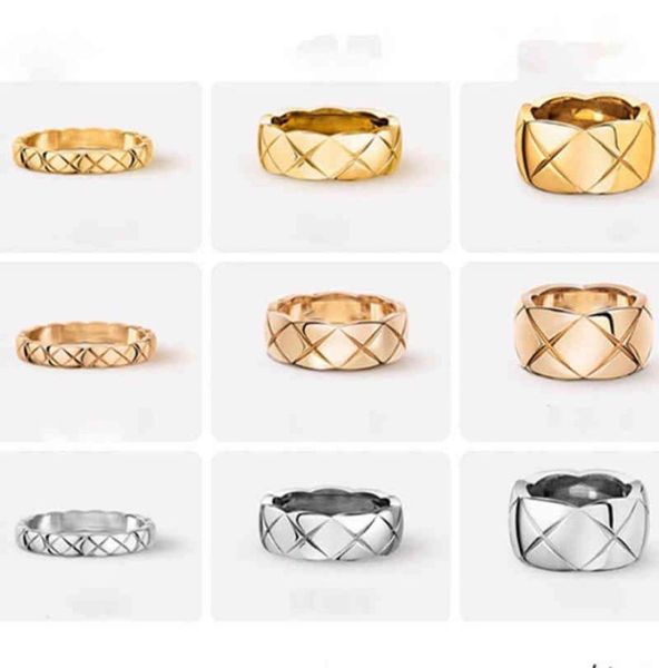 Anello a quadri diamantato Coco per uomini e donne in New CH22el Mirror Gold Diamond Coppia di anelli di gioielli di alta qualità Gift48915349625
