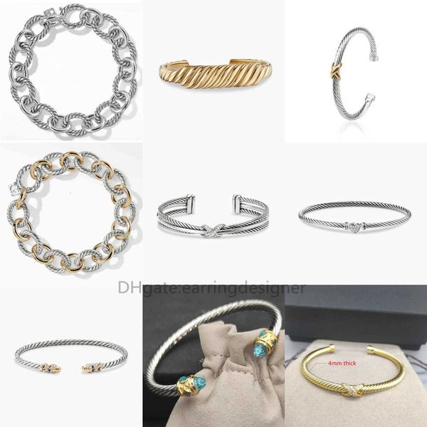 Braclet Designer Pulseira Dy Torcido Fio Redondo Pulseiras De Luxo Cabo X Ouro Mulheres Moda 925 Sterling Silver Banhado Cânhamo Tendência Mãe Presente Frete Grátis Jóias