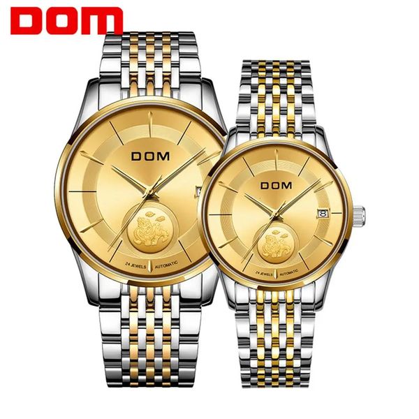 Relógios de pulso DOM Design Marca Luxo Estilo Cultural Chinês Casal-Bravo Tropas Relógios Automático Aço Inoxidável Mecânico MG-1312G-9M 231213