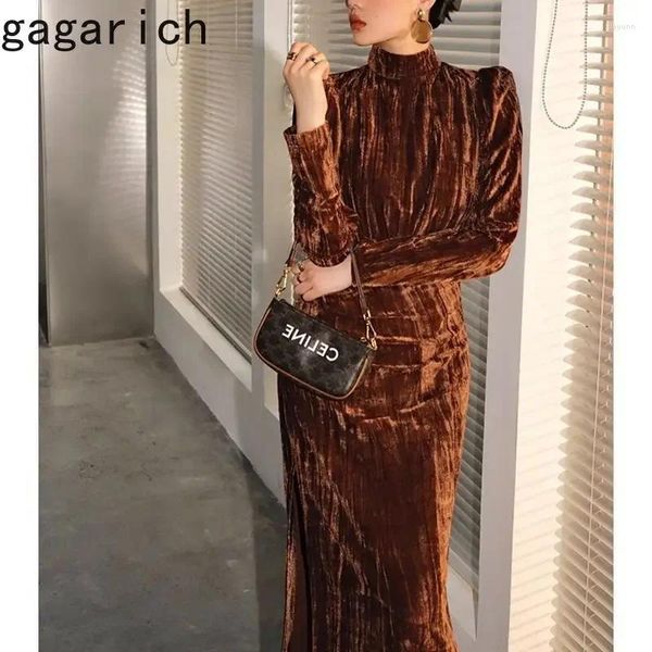 Casual Kleider Gagarich Französisch Temperament Lange Hepburn Celebrity Kleid Kalt High-end Vintage Schwarz Samt Boden Herbst Vestidos Frauen