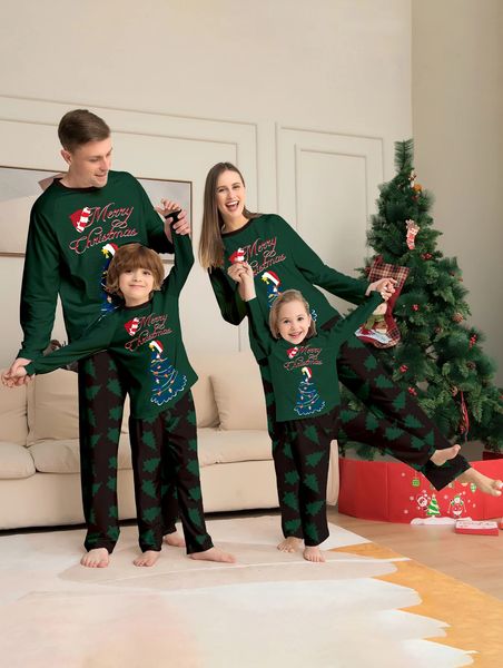 Família combinando roupas 2024 pijamas de natal pai mãe crianças menina bebê calças superiores conjunto roupas de natal pijamas homewear 231213