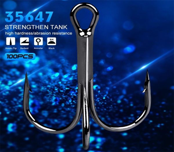 100pcs hochwertige super scharfe Ankerhakengröße 114 Seefischerhaken Treble Hook Drei Haken zum Angeln amzol de pesca 220811652696