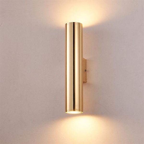 Aluminiumrohr-Wandlampen, goldene Nachttischlampe, Vintage-Metall-Wandleuchte, industrielle Gang-Loft-LED-Wandleuchte, Höhe 30 cm, 50C264A