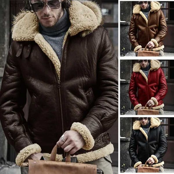 Pelliccia sintetica da uomo Pelliccia sintetica nuova taglia europea Pelliccia integrata Giacca da uomo calda imitazione pelliccia di agnello Cappotto sintetico Moda invernale Abbigliamento uomo Q231212