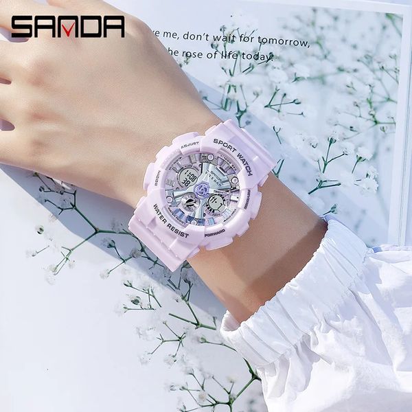 Armbanduhren Sanda 6033 Uhr Harajuku Mode Digital Sport Männliche und weibliche Studenten Koreanische Version der vereinfachten elektronischen Uhr 231213