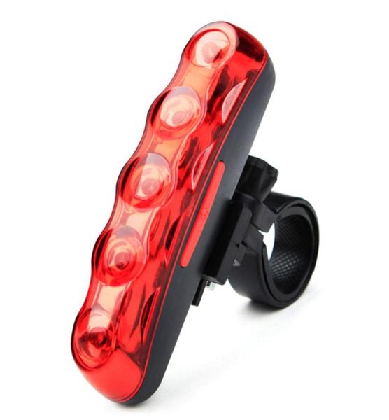 Bicicletta 5LED Coda rossa Spia ciclismo Fascio di bicicletta Fanale posteriore posteriore Lampada lampeggiante Luce per bici 1 pz5276708