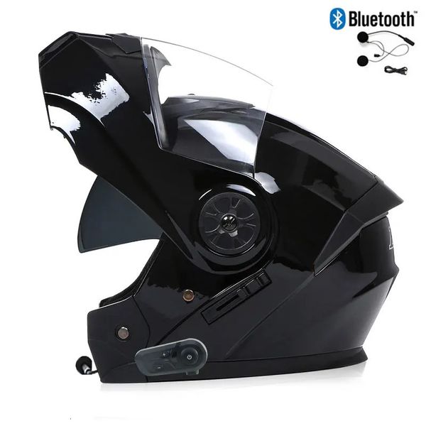 Fahrradhelme Männer Frauen Bluebooth Modular Dual Lens Motorrad Sicherheit Downhill Flip Up Motocross Racing Vollgesichts Casco Moto ECE DOT 231213