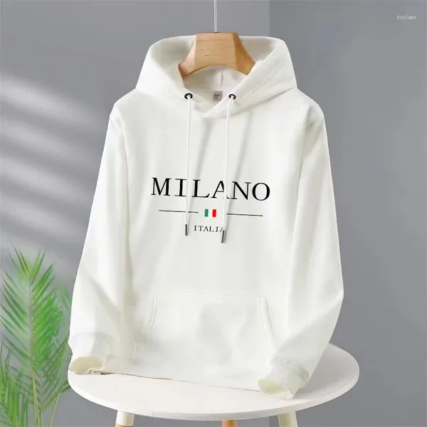 Moletons masculinos Milan Fashion manga comprida pulôver com capuz moletom unissex estampa casual roupas de rua