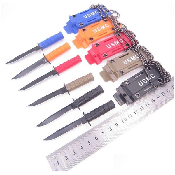 Coltelli da caccia da campeggio Pacchetto escursione portatile Collana aperta Sopravvivere Opener Edc Pocket Self Blade Coltello da frutta Campo Caccia all'aperto Difesa Dh3Z2