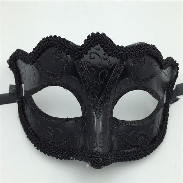 Черные Венецианские маски Маскарадная вечеринка Маска Рождественский подарок Марди Гра Мужской костюм Сексуальное кружево с бахромой и позолотой Женская танцевальная маска G5633015