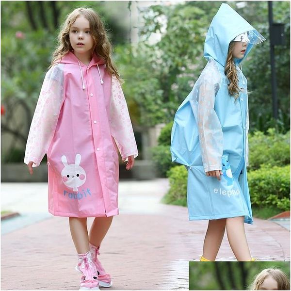 Capaca de chuva Rabbit Girl Rain Caput Mackpack Crianças Rainwear