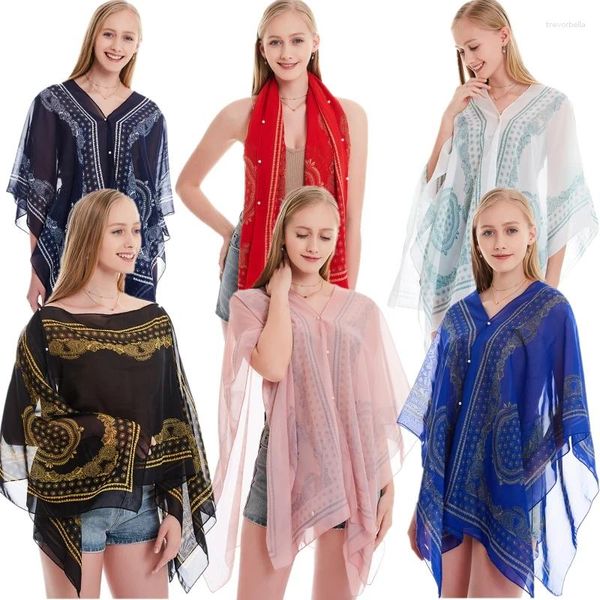 Lenços moda feminina primavera outono xale luz chiffon impresso xales dubai estilo de férias frisado xale elegante senhoras acessórios