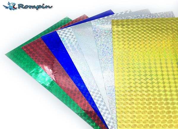 Rompin 7 pz 1020 cm Pellicola Adesiva Olografica Flash Nastro Richiamo Che Fa Fly Tying Materiale Metallo Esche Dure Cambia Colore Sticker5146038