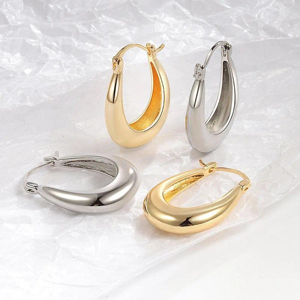 Creolen BF CLUB 925 Sterling Silber Für Frauen Trendy Einfache Gold Ohrring Schmuck Verhindern Allergie Party Zubehör Geschenk