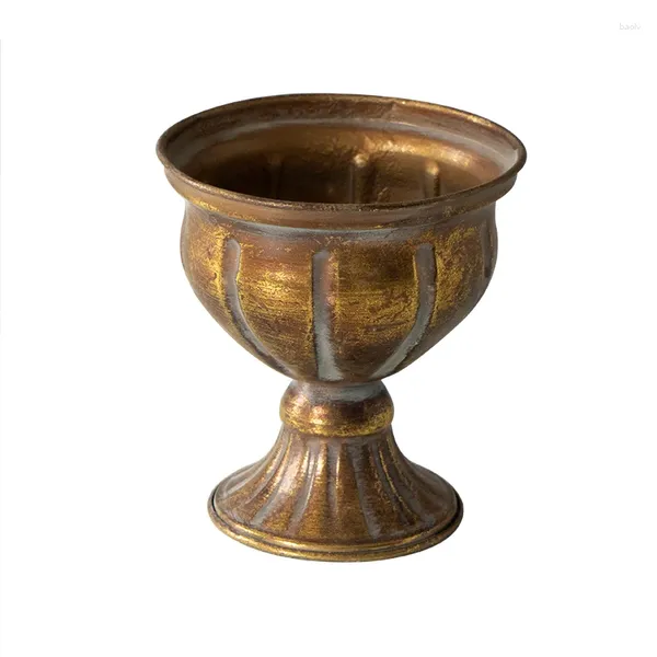 Vasi Vaso da fiori in metallo antico Rustico fatto a mano in oro rosa per la decorazione domestica