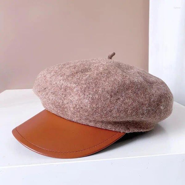 Berretti 2023 Autunno Inverno Lana Sboy Cap Cappelli di moda per le donne Femminile Visiera calda Berretto da viaggio Spessore Cappello militare vintage