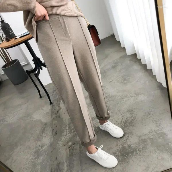 Pantaloni da donna Addensare Matita Donna Donna 2023 Autunno Inverno Abbigliamento OL Stile Lana Tuta da lavoro femminile Pantalone Pantaloni larghi Capris