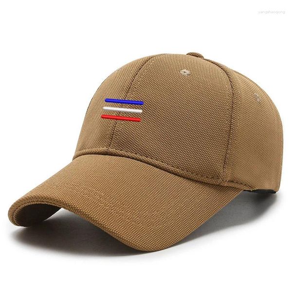 Top kapakları büyük kafa kapağı işlemeli üç renkli çizgili Fransız bayrağı erkek pamuk beyzbol pirinç toka baba spor snapback